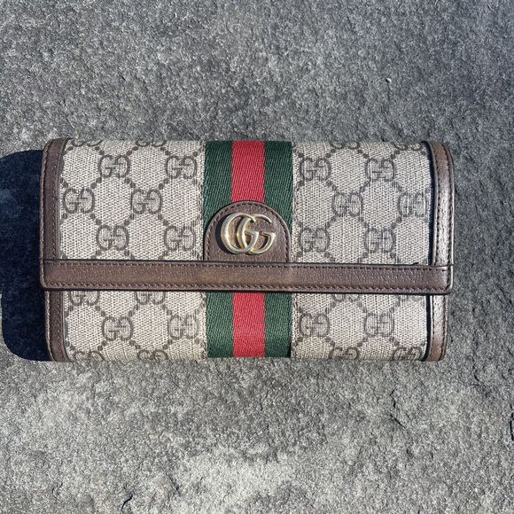 💖SOLD💖Gucci Long Continental Wallet Ophidia x GG Supreme Canvas Stripe - Picture 2 of 16